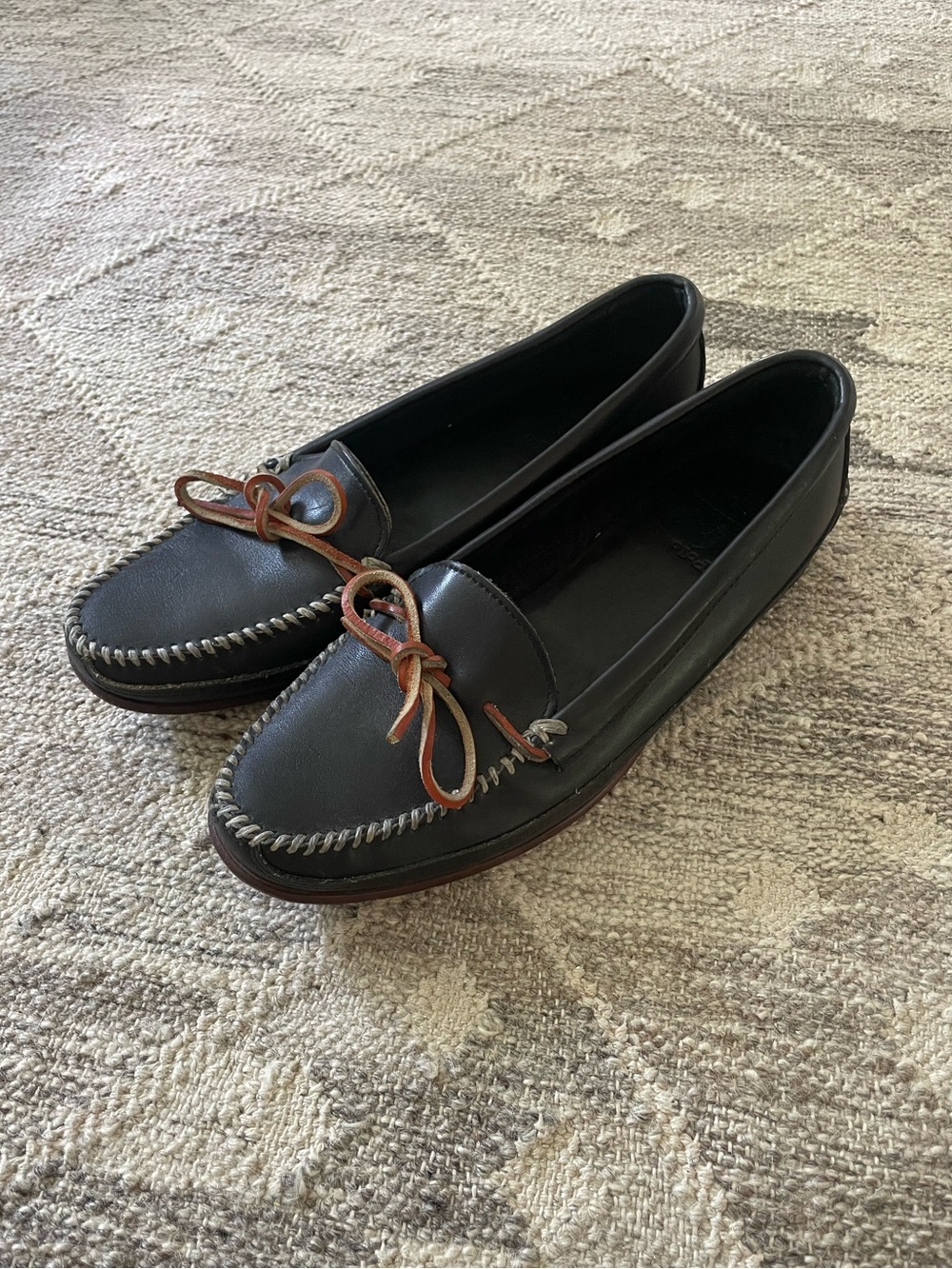 Polo by Ralph Lauren Black Leather Loafers Slip-On Shoes Boat Shoes